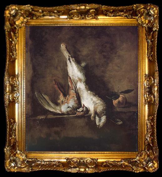 framed  Jean Baptiste Simeon Chardin Orange red partridge and rabbit, ta009-2